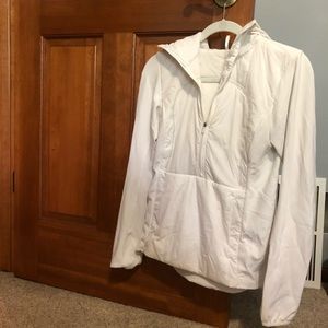 white Lulu Lemon half zip jacket